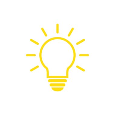 Lamba simgesi vektörü. Ampul simgesi vektörü. Fikir simgesi. Çözüm sembolü. Parlak fikir sembolü. Web desaini için modada düz lamba simgesi.