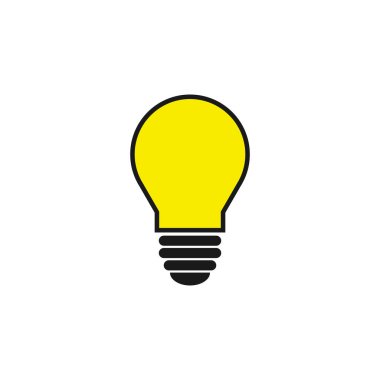 Lamba simgesi vektörü. Ampul simgesi vektörü. Fikir simgesi. Çözüm sembolü. Parlak fikir sembolü. Web desaini için modada düz lamba simgesi.
