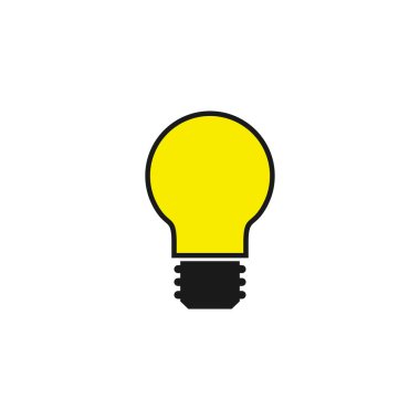 Lamba simgesi vektörü. Ampul simgesi vektörü. Fikir simgesi. Çözüm sembolü. Parlak fikir sembolü. Web desaini için modada düz lamba simgesi.