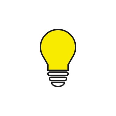 Lamba simgesi vektörü. Ampul simgesi vektörü. Fikir simgesi. Çözüm sembolü. Parlak fikir sembolü. Web desaini için modada düz lamba simgesi.