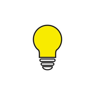 Lamba simgesi vektörü. Ampul simgesi vektörü. Fikir simgesi. Çözüm sembolü. Parlak fikir sembolü. Web desaini için modada düz lamba simgesi.