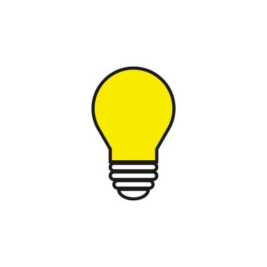 Lamba simgesi vektörü. Ampul simgesi vektörü. Fikir simgesi. Çözüm sembolü. Parlak fikir sembolü. Web desaini için modada düz lamba simgesi.