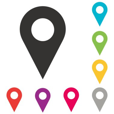 Pin simgesi vektörü. Konum simgesi. Harita işaretleyici simgesi