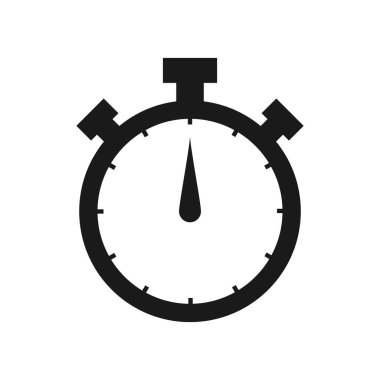 Kronometre vektör simgesi. Siluet kronometre. Kronometre beyaz arka planda izole edildi. Saat. zaman