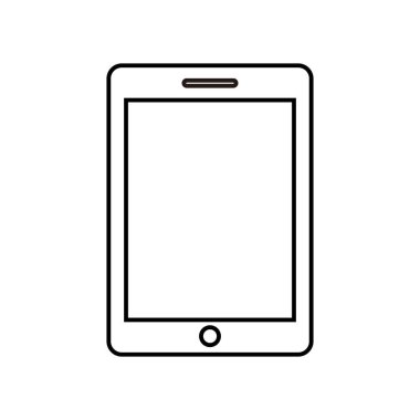 Tablet simge vektörü. beyaz arkaplanda boş dokunmatik ekran izole edilmiş ipad biçimi siyah renk tableti.