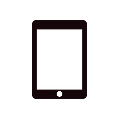 Tablet simge vektörü. beyaz arkaplanda boş dokunmatik ekran izole edilmiş ipad biçimi siyah renk tableti.