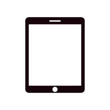 Tablet simge vektörü. beyaz arkaplanda boş dokunmatik ekran izole edilmiş ipad biçimi siyah renk tableti.