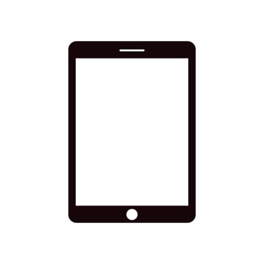 Tablet simge vektörü. beyaz arkaplanda boş dokunmatik ekran izole edilmiş ipad biçimi siyah renk tableti.