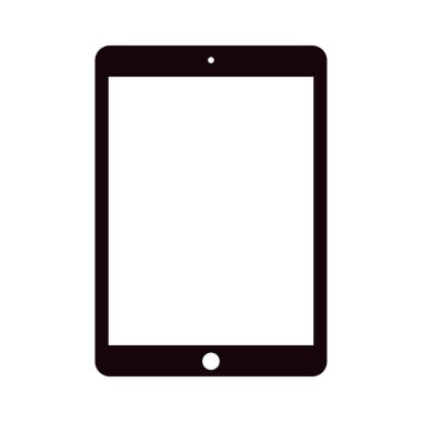 Tablet simge vektörü. beyaz arkaplanda boş dokunmatik ekran izole edilmiş ipad biçimi siyah renk tableti.