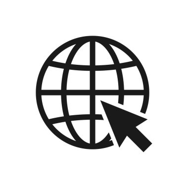 Web simgesi. Web tasarımı için web sitesi simgesi simgesi. İnternet dünya vektörü
