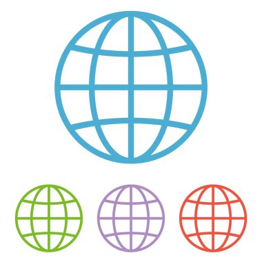 Web simgesi. Web tasarımı için web sitesi simgesi simgesi. İnternet dünya vektörü