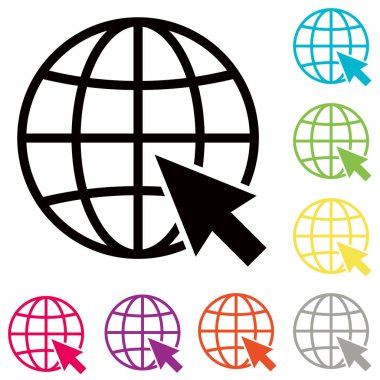 Web simgesi. Web tasarımı için web sitesi simgesi simgesi. İnternet dünya vektörü