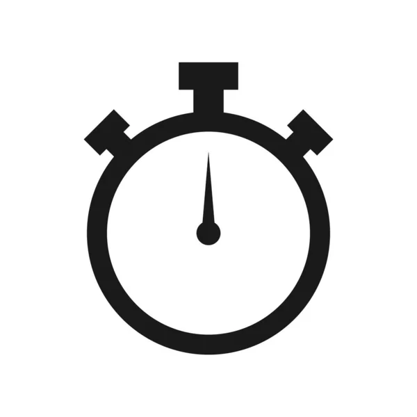 Stopwatch Vector Icoon Silhouet Stopwatch Stopwatch Geïsoleerd Witte Achtergrond Klok — Stockvector