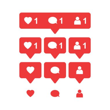 Simge vektörü gibi. Yorum simgesi vektörü. Simge vektörünü takip et. Sosyal medya. Sosyal ağ. Bildirim Simgesi. sohbet