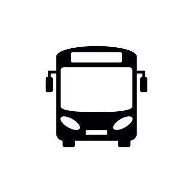 Otobüs Simgesi Vektörü. Beyaz arkaplanda siyah bus simgesi izole edildi