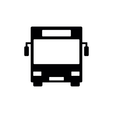 Otobüs Simgesi Vektörü. Beyaz arkaplanda siyah bus simgesi izole edildi