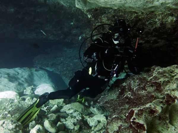 Dry Suit Diver Cavern Dive Blue Springs Marianna Jackson County — Stock Photo, Image