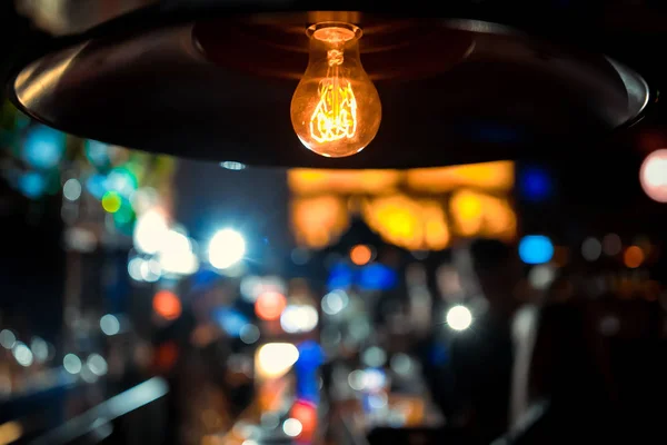 Warm lighting modern ceiling lamps in the cafe and interior decoration restaurant.