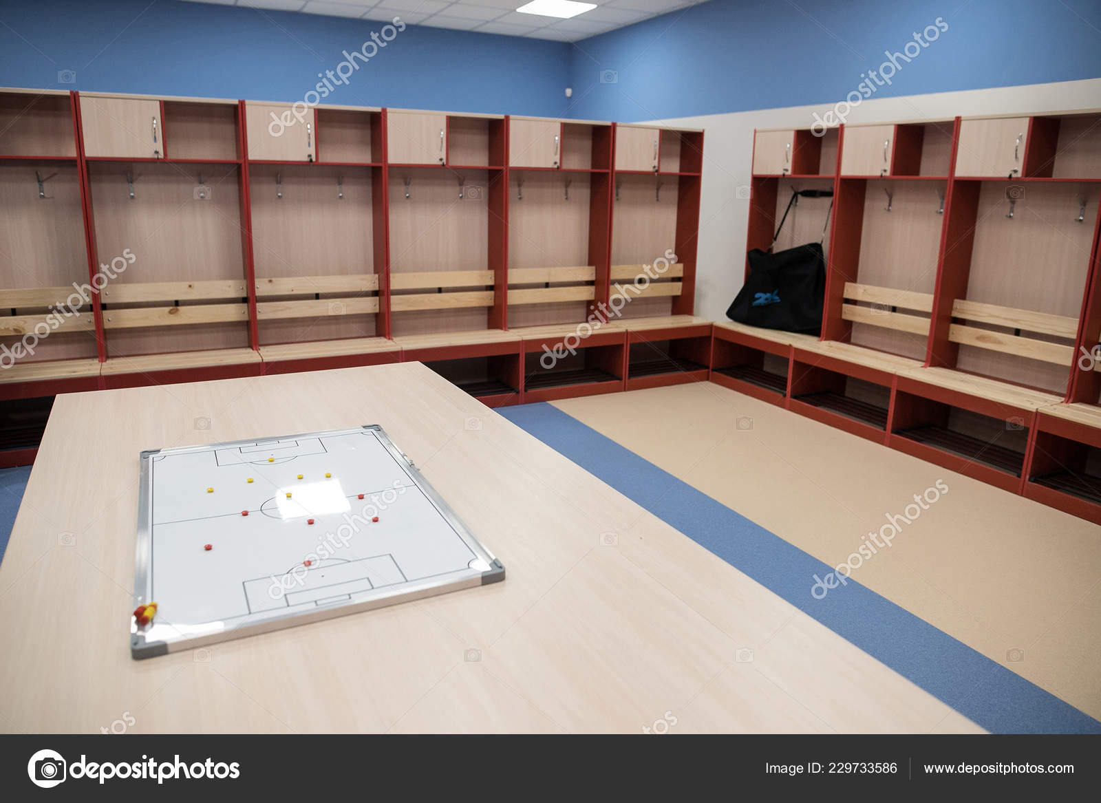 Empty Locker Room Sports Club School Section Stock Photo