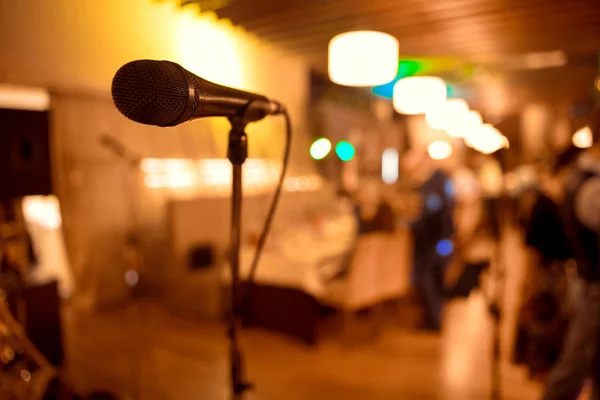 Microphone. Microphone close-up. A pub. Bar. A restaurant. Classical music. Music.