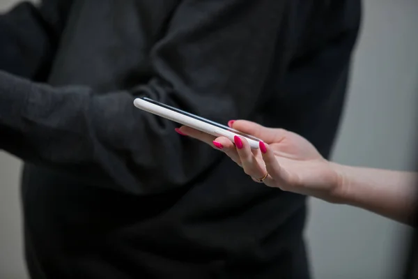 voice recorder phone microphone in hand, press conference