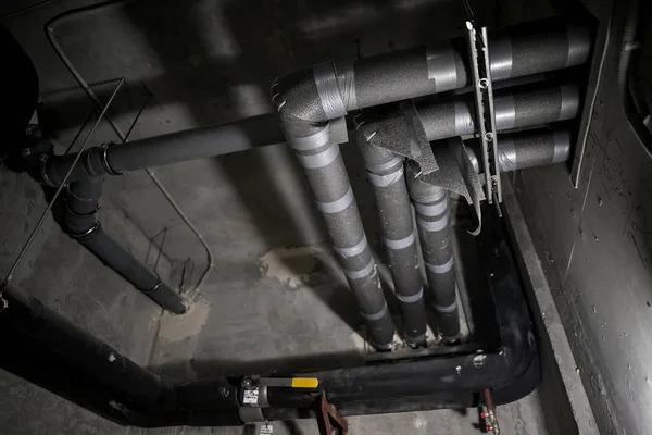 clean line white water pipes watering system pipe engineer design in underground condominium.