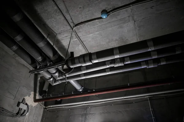 clean line white water pipes watering system pipe engineer design in underground condominium.