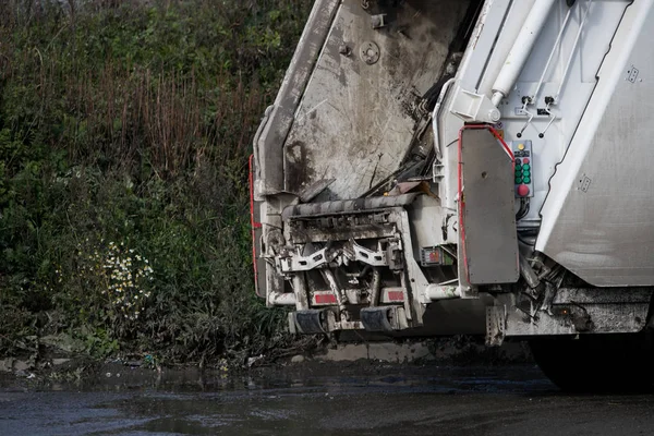 Garbage collector loading waste on the street