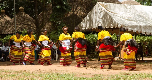 Bailarinas tradicionales ugandesas realizan una danza Fotos de stock libres de derechos