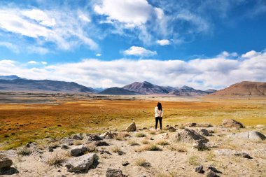 Dağlara bakan bir kadın