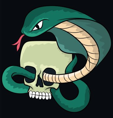 Kobra ile kafatası Illustration. hisse senedi illüstrasyon