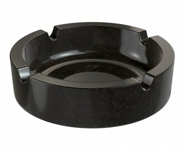 Beyaz arka planda izole kül tepsisi siyah 3D render