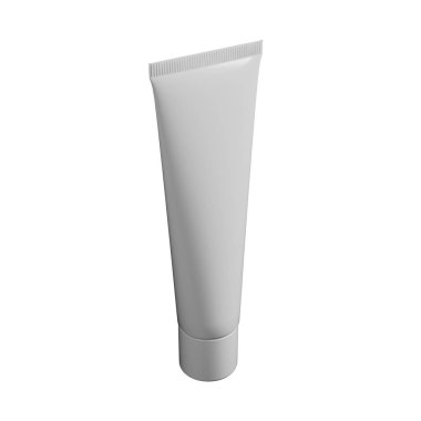 Beyaz arka planda izole kozmetik tüp beyaz plastik mockup 3D render