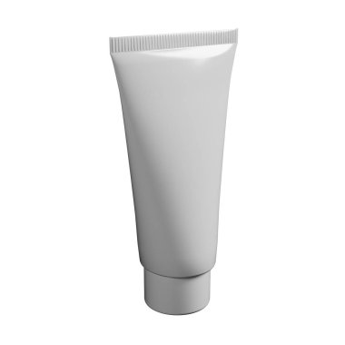 Beyaz arka planda izole kozmetik tüp beyaz plastik mockup 3D render
