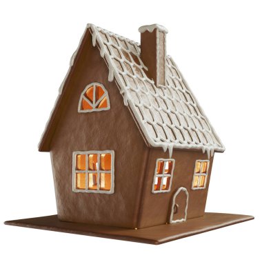Beyaz arka plan üzerinde izole gingerbread house 3d render