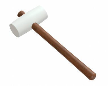 Beyaz arka plan üzerinde izole ahşap sapı 3d render ile çekiç kauçuk