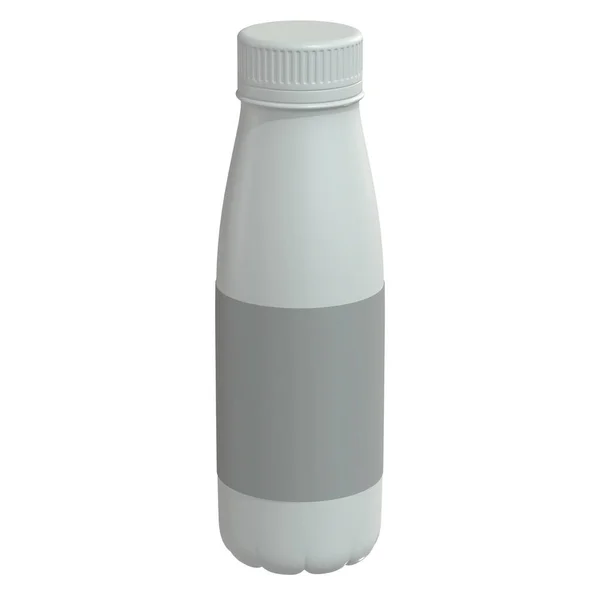 Bottiglia Yogurt Bianco Plastica Mockup Rendering Isolato Sfondo Bianco — Foto Stock