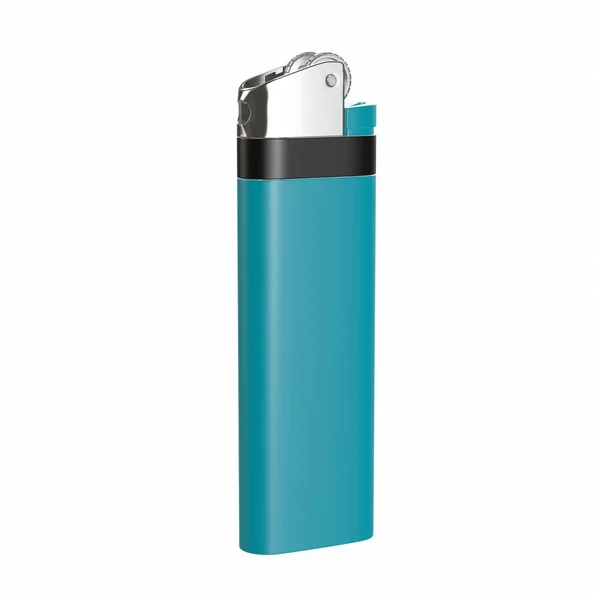 Gas Lighter Turquoise Plastic Rendering Isolated White Background — Stock Photo, Image