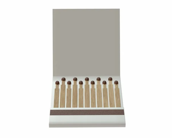 Matchbook Ouvert Maquette Rendu Isolé Sur Fond Blanc — Photo