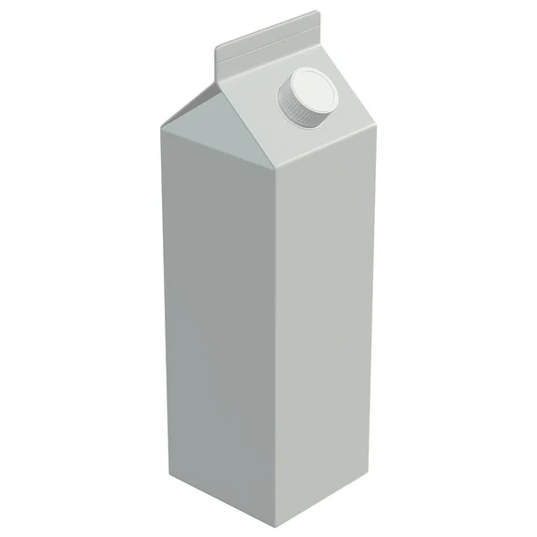 牛奶包装与盖帽模型3D 渲染隔离在白色背景 — 图库照片