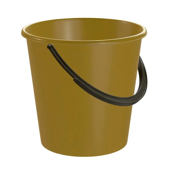 桶塑料黄色3D 渲染隔离在白色背景 — 图库照片