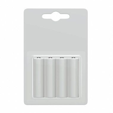 Beyaz arka plan üzerinde izole pil Aa 4-pack unbranded mockup 3d render