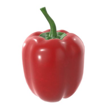Tatlı biber beyaz arka plan üzerinde izole kırmızı 3d render