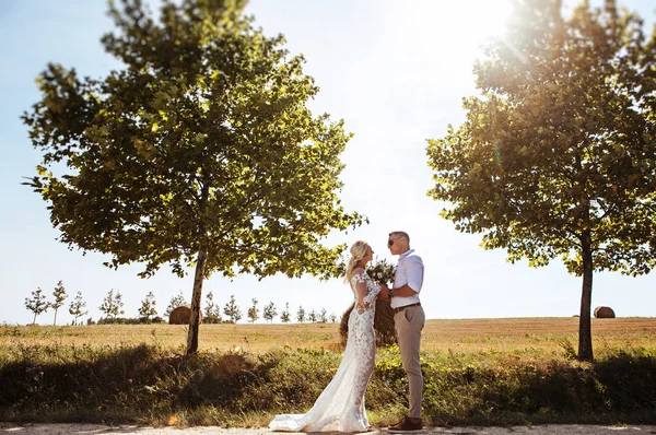 Jeune Beau Couple Posant Sur Mariage Séance Photo — Photo