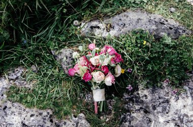 Düğün buketi yakın plan. 