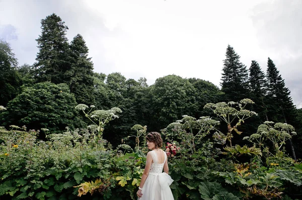 Schöne Junge Braut Posiert Freien — Stockfoto