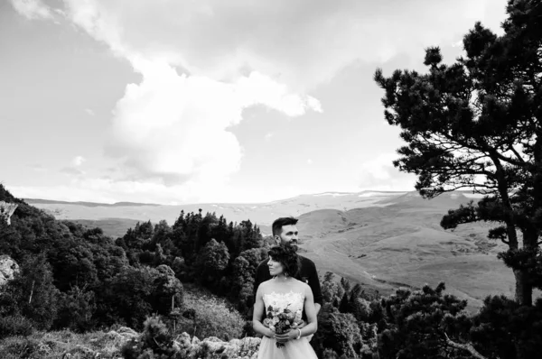 Noir Blanc Photo Beau Couple Plein Air Photo Session — Photo