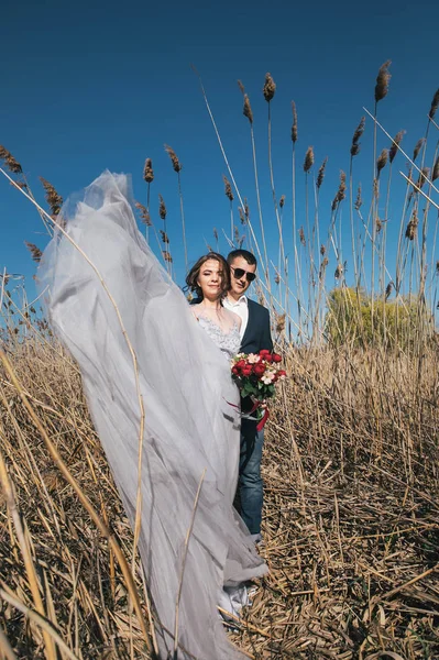 Buiten Foto Sessie Voor Pasgetrouwden — Stockfoto