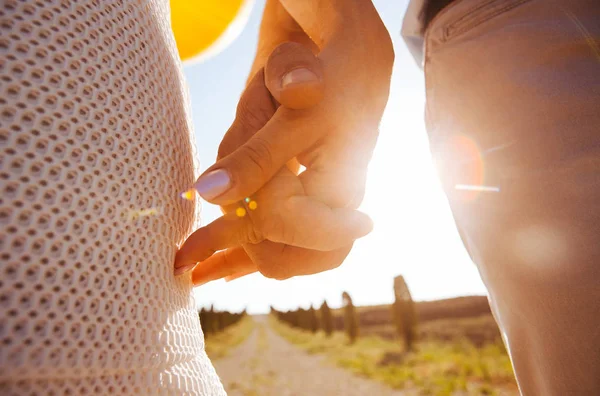 Mãos Amantes Pôr Sol — Fotografia de Stock