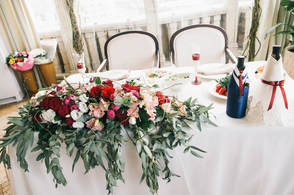 Bröllop Inredning Vackra Blommor Bordet — Stockfoto